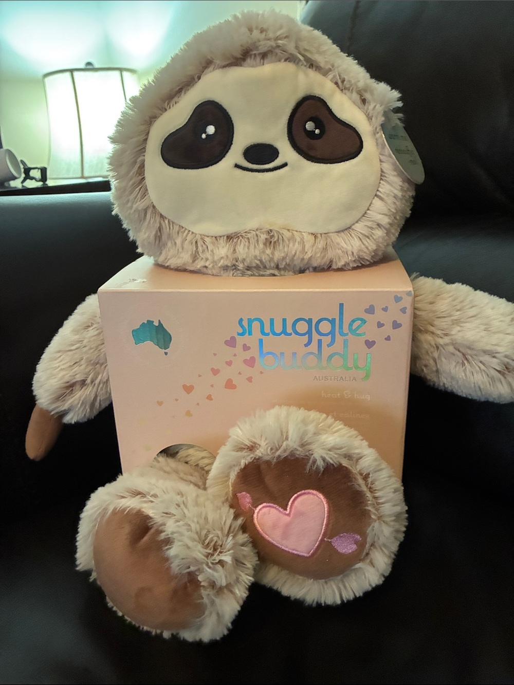 NWT Snuggle Buddy Plush Sloth - Beige Taupe with Heart Paw